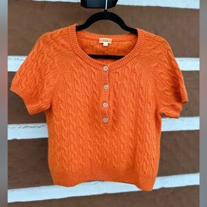 Vibrant Orange Cable Knit Sweater